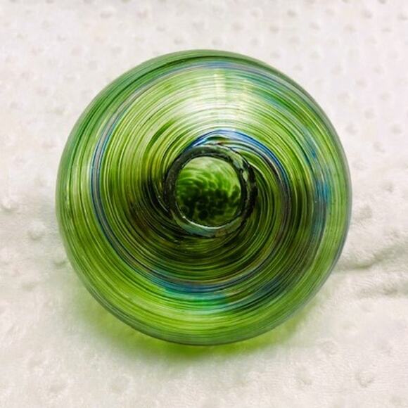 Vintage Murano Hand Blown Green, Blue, & Brown Swirl Glass Vase-EXCELLENT - Picture 3 of 5